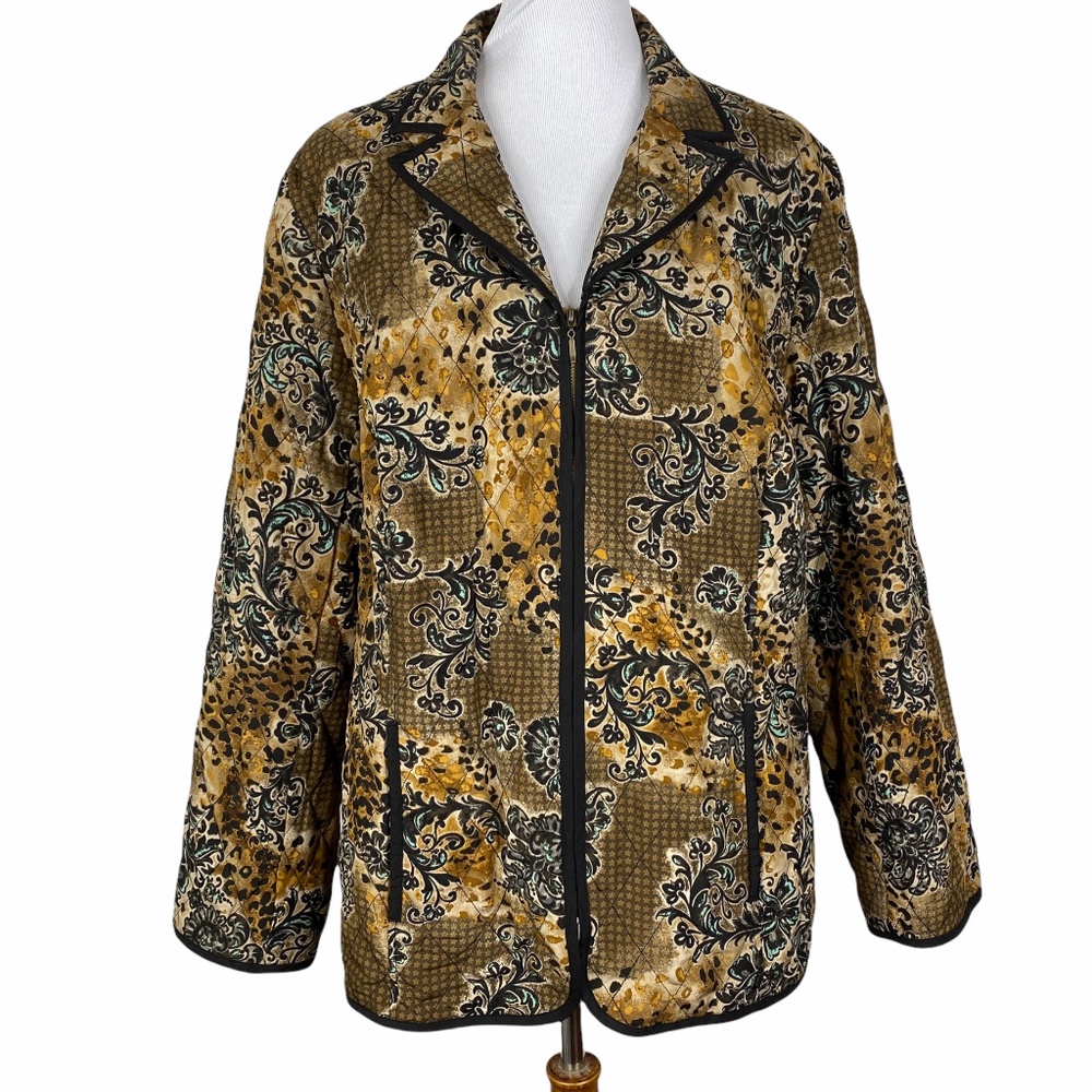 RQT Quilted Jacket Brown Animal Print Sz. 1X